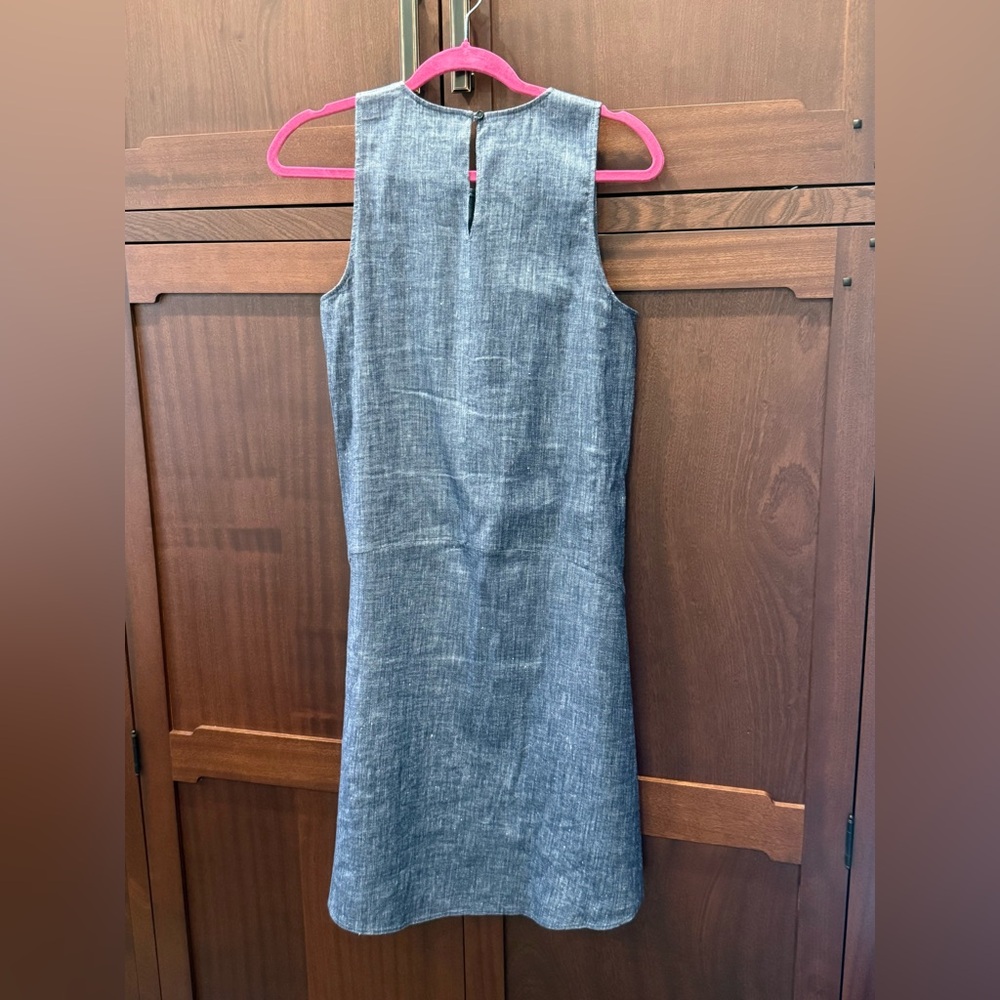 Theory EUC Sz 2 Sleeveless High-Low Hem Mini Dress in Heather Gray Blue (0741) - Picture 4 of 9